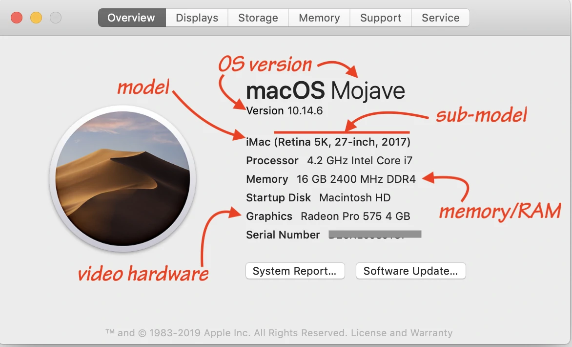 MacBook About This Mac screen summary