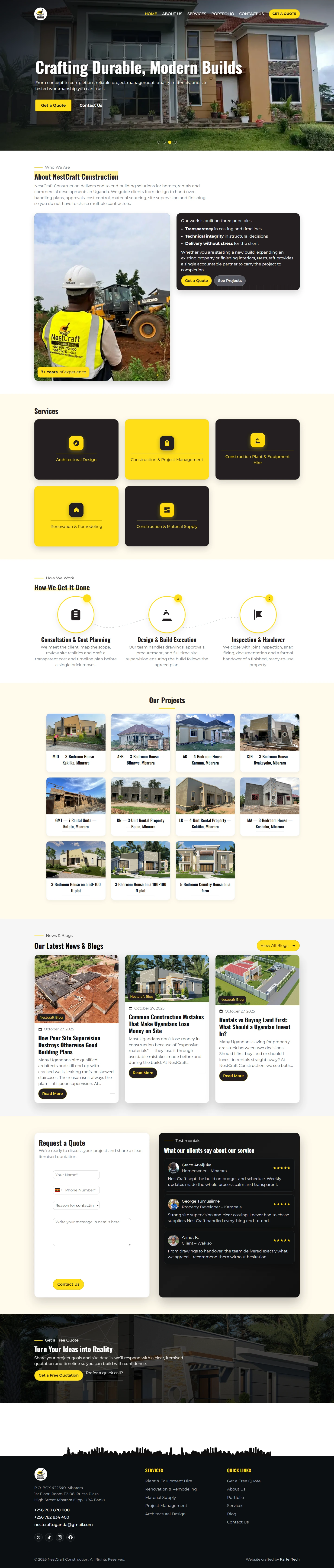 Nestcraft Construction website full-page screenshot