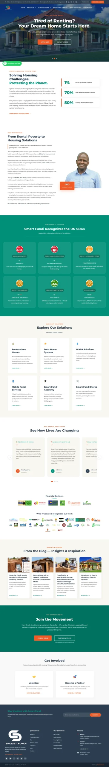 social enterprise website full page view of the Smart Fundi website