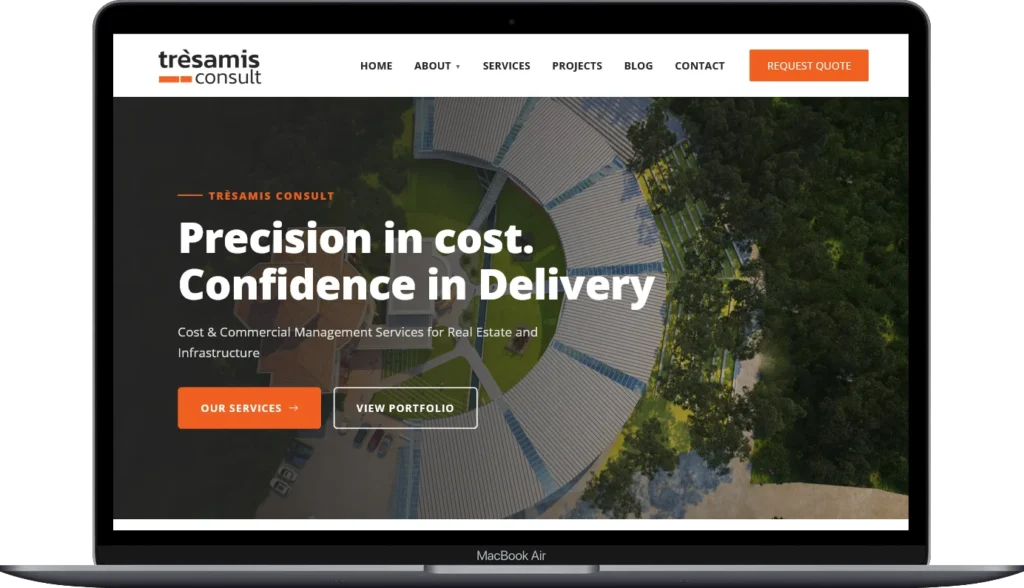 consultancy website design homepage built for Tresamis Consult by Kartel Tech