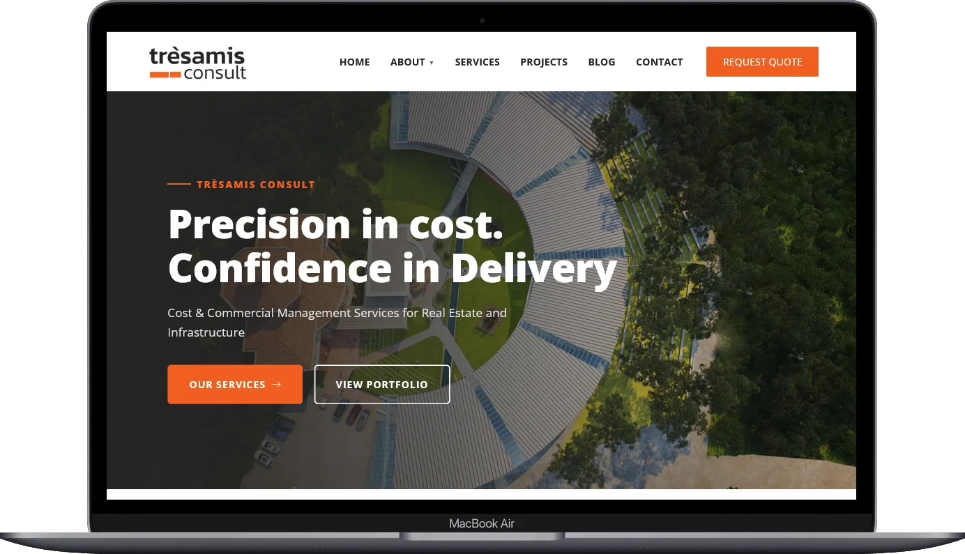 consultancy website design homepage built for Tresamis Consult by Kartel Tech