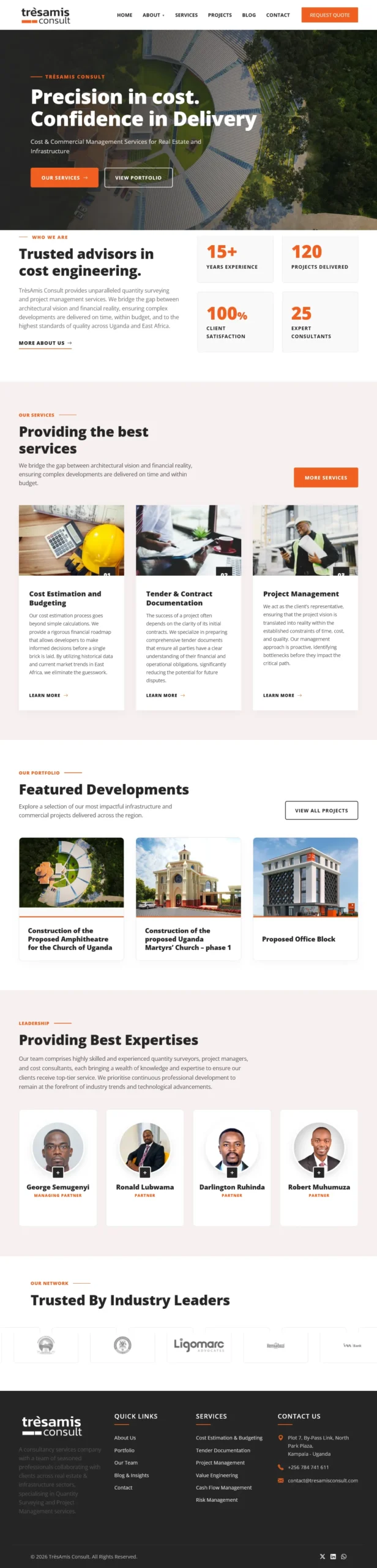 consultancy website design full page view of the Tresamis Consult website